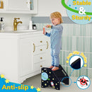 AMBIRD Toddler Step Stool, Space Wooden Two Step Stool for Kids with Non-Slip Pads, Portable Potty Training Stool with Handles for Bathroom, Sink, Kitchen, Bedroom by TinyTreasures Baby Boutique