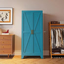 71'' Farmhouse Metal Storage Cabinet with Barn Doors,Steel File Cabinet for Home Office,Kitchen Pantry 4 Adjustable Shelves,Freestanding Cupboard for Kitchen,Home Office (Peacock Blue) by CozyNest Decor