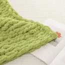 WESHIONGOO Chunky Knit Blanket Throw 50"×60" Knitted Throw Blankets for Couch Bed Fluffy Soft Blanket with Jumbo Chenille Yarn Thick 100% Handmade (Lime Green) by CozyNest Decor