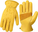 DULFINE Leather Work Gloves for Men & Women, Reinforced Durable Gardening Gloves,Cowhide Work Gloves,Puncture & Cut Resistant by GreenHaven Gardens