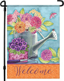 Spring Garden Flags 12.5x18 Double Sided - Floral Watering Can Flag Printed in Premium Polyester - Seasonal House Welcome Banner for Outdoor, Yard, Lawn, Deck, and Patio - Suits Most Holder by GreenHaven Gardens