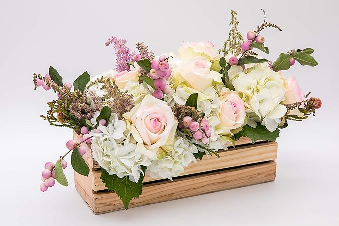 Wood Planter Box with Wine Crate Styled, 12x4 Inch Rectangular, Rose Wood, Plastic Liner, Garden Centerpiece Display, Wedding Flowers Holder, Home and Venue Decor (12x4 Wine Crate Set of 4, Rose Wood), photo 5 of 10