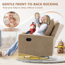 Swivel Rocking Recliner Chair for Nursery, Upholstered Glider Rocker Recliner, Swivel Reclining Chair for Nursery Living Room Bedroom, Camel Short Plush by TinyTreasures Baby Boutique
