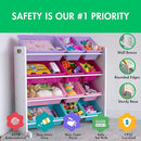 Humble Crew Kids Toy Storage Organizer with 12 Plastic Bins, White/Pink/Purple/Turquoise – Removable Bins for Playroom, Bedroom, Toddler Furniture for Boys and Girls Ages by TinyTreasures Baby Boutique