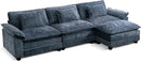 URRED Modular Sectional Sofa Comfy Cloud Couch, Modern Chenille Sofa Sleeper Deep Seat Couches with Ottoman/Pillows for Living Room (Blue, 117''- L Shape) by CozyNest Decor
