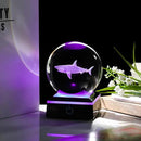 Shark Gifts for Women Men 3D Crystal Ball 3.14'' - Laser Shark Decor Glass Animals Figurines Statue Stuff for Room Night Light Shark Gifts for Mom by GreenHaven Gardens