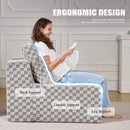 Single Sofa 1 Seat Couch with Deep Seat Memory Foam Cloud Chair with Pillows Large Sofa with L Shape for Living Room Bedroom (Plush Grey, Single) by CozyNest Decor