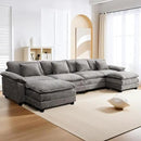 URRED Modular Sectional Sofa Comfy Cloud Couch, Modern Chenille Sofa Sleeper Deep Seat Couches with Ottoman/Pillows for Living Room (Gray, 154'' - U Shape) by CozyNest Decor