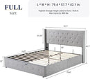 Allewie Full Size Lift Up Storage Bed, Button Tufted Headboard with Wingback, Hydraulic Support, No Box Spring Needed, Light Grey by CozyNest Decor