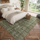 Washable 6x9 Area Rugs for Living Room, BoHo Non-slip Silicone Backing Large Rug for Bedroom Dining Room Nursery Office, 0.3" Neutral Oriental Throw Carpet with 0.16" Cushioning Pad, Grass Green/Multi by TinyTreasures Baby Boutique