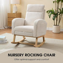 NIOIIKIT Nursery Rocking Chair, Corduroy Upholstered Rocking Chair with Adjustable Footrest, Tufted Rocker Chair with Side Pocket, Glider Rocker for Living Room, Bedroom (White Modern) by TinyTreasures Baby Boutique