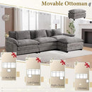 URRED Modular Sectional Sofa Comfy Cloud Couch, Modern Chenille Sofa Sleeper Deep Seat Couches with Ottoman/Pillows for Living Room (Gray, 117''- L Shape) by CozyNest Decor