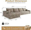 136" Sectional Couches for Living Room Modern Modular Sofa with L-Shape Couchs Upholstered Boneless Couch Deep Seat Sectional Couch with Chaise (Camel, Left Facing Chaise+3Seaters) by CozyNest Decor