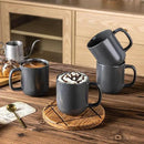 AmorArc 14oz Coffee Mugs Set of 6, Ceramic Coffee Mugs with Large Handle & Wavy Rim for Latte/Hot Cocoa/Tea, Stylish Coffee Cups for Men Women. Oven,Dishwasher&Microwave Safe, Dark Gray by CozyNest Decor
