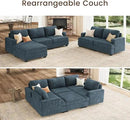 Nolany Modular Sectional Couch with Storage Ottoman, Corduroy Sleeper Sectional Sofa with Chaise, Sectional Couches for Living Room, Blue by CozyNest Decor