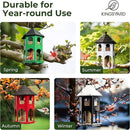 Kingsyard Metal Bird Feeder for Outdoor Hanging, Wild Bird Feeders with Circular Perch, Easy to Clean & Refill, 4 lbs Large Seed Capacity, White by GreenHaven Gardens
