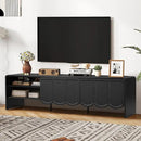 ORRD 63'' TV Stand, Modern TV Console Table Wave Panel Television Stands Entertainment Media Center with Storage Compartment and Sliding Door for Living Room (Black) by CozyNest Decor