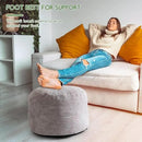 HIGOGOGO Round Stuffed Pouf Ottoman, Corduroy Poufs with Foam Chunk Filling, Furry and Fluffy Pouf Foot Stool Storage Ottoman, 20 X 15 Floor Poufs Foot Rest for Living Room, Grey by CozyNest Decor