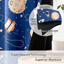 Kids Space Astronaut and Rocket Blackout Curtains - 100% Blackout, Thermal Insulated, Noise Reducing, Perfect for Kids Room and Nursery, 2 Panels (Orbiting Astronauts, W52×L63) by TinyTreasures Baby Boutique