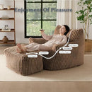 Oversized Bean Bag Chaise Lounge Chair Indoor for Adults with Armrests & Ottoman - Giant Comfy Khaki Beanbag Floor Sofa Cloud Accent Chair for Reading, Gaming, Cozy Plush Cloud Mini Couch by CozyNest Decor