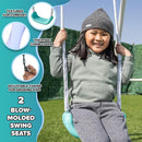 Sportspower MSC-4510-TL Arcadia Metal Swing Set with 5’ Slide, Trapeze, & 2-Person Glider Swing, Teal by TinyTreasures Baby Boutique