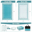 Pauwer Waterproof Outdoor Rug 6x9, Reversible Plastic Straw Patio Camping Rug, Indoor Outdoor RV Mat Carpet for Deck, Camper, Porch, Balcony, Backyard, Picnic, Bordered Teal by GreenHaven Gardens