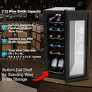 NutriChef PKCWC120 White & Red Cooler-Freestanding Countertop Compact Mini Wine Fridge Chiller Capacity, Digital Control, Glass Door, 12 Bottle-Black by CozyNest Decor