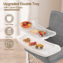 Baby Travel Booster Seat with Double Tray, BabyBond Upgraded Toddler Portable Baby Chair, Booster Seat for Dining Table, Stable and Foldable Booster Baby Chair for Indoor/Outdoor (Grey) by TinyTreasures Baby Boutique