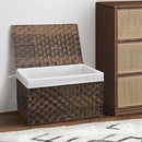 Wicker Storage Basket with Lid, 27.7 Gallon (105L) Large Blanket Basket with Lid, Woven Storage Bin with Handles, Removable Liner, Metal Frame, Foldable, for Bedroom, Laundry Room, Brown by CozyNest Decor