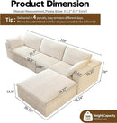 118" L Shaped Modern Sofa Modular Sectional Cloud Couch with Ottoman,Deep Seat Upholstered Couches with Plush Corduroy Fabric for Living Room Furniture,Bedroom and Apartment,No Assembly Required,White by CozyNest Decor