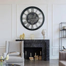 36 Inch Moving Gear Wall Clock, Oversized Wall Clocks, Clock Living Room Decor, Solid Wood Frame, Battery Operated, Large Wall Clock with Steampunk Industrial for Fireplace(Black) by CozyNest Decor