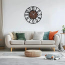 Maxstar Round Wall Clock for Living Room Decor Battery Operated Non Ticking Black Metal Wood Clocks for Home Living Room Garden Office Kitchen Decoration -16 inch by CozyNest Decor