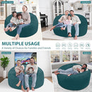 5FT Bean Bag Chair, Large Bean Bag Chairs with Memory Foam Filled, Fluffy Beanbag Sofa with Dutch Velvet Cover, Round BeanBag Chairs for Living Room, Playroom- Sea Blue by TinyTreasures Baby Boutique