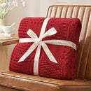 Amélie Home Chenille Knit Throw Blanket for Couch, Checkered Texture Decorative Soft Blanket for Sofa, Bed & Living Room, 50"x60", Red by CozyNest Decor