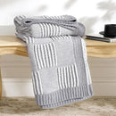 Amélie Home Chenille Knit Throw Blanket for Couch, Checkered Texture Decorative Soft Blanket for Sofa, Bed & Living Room, 50"x60", Grey & White by CozyNest Decor