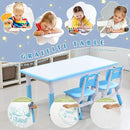 Kids Table and 6 Chairs Set with Graffiti Desktop, Toddler Furniture Set, Non-Slip, Table Children Study Desk, Dining Table, Height Adjustable Desk, Painting Desktop for Kids (47.2x23.6Inch) by CozyNest Decor