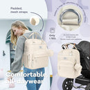RUVALINO Diaper Bag Backpack-Multifunction Baby Travel Bag with Changing pad, Insulated Bottle Holders & Pacifier Case, Large Capacity, Waterproof, Beige by TinyTreasures Baby Boutique