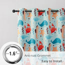 Kids Blackout Curtains - Ocean Whale Design, 100% Blackout, 2 Panels, Each W52×L63, Thermal Insulated for Bedroom, Noise Reducing, Excellent Colorfastness, Dive into an Underwater Adventure by TinyTreasures Baby Boutique