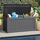 JUMMICO 120 Gallon Resin Deck Box, Large Outdoor Storage Box Waterproof & Lockable for Garden, Patio, Pools (Gray) by CozyNest Decor
