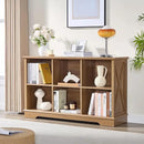Farmhouse 6 Cube Bookshelf, Storage Organizer Bookcase, Kids Toy Storage Cabinet, Long Bookshelves Storage Organizer Shelf, Wood Display Cabinet Book Shelves for Bedroom,Living Room,Natural Oak by CozyNest Decor