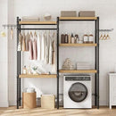 5-Tier Over-The-Washer Shelf - Adjustable 28" Laundry Organizer with 100lb Double Wood Shelves, Space-Saving Storage Unit for Small Homes (Natural & Black) by CozyNest Decor