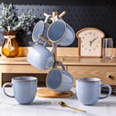 AmorArc 12oz Coffee Mugs, Ceramic Coffee Mugs set of 4 for Man, Woman, Dad, Mom, Modern Coffee Mugs with handle for Latte/Cappuccino/Milk/Cocoa. Dishwasher&Microwave Safe, Blue-Reactive Glaze by CozyNest Decor