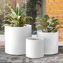 Kante RC0119ABC-C80011 Set of 3 Lightweight Concrete Modern Cylinder Outdoor Planters, 15.8, 12.9 and 9.8 Inch Diameter, Pure White by GreenHaven Gardens