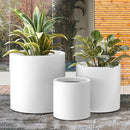 Kante RC0119ABC-C80011 Set of 3 Lightweight Concrete Modern Cylinder Outdoor Planters, 15.8, 12.9 and 9.8 Inch Diameter, Pure White by GreenHaven Gardens