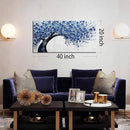 Large Wall Art for Living Room Bedroom Home Office Blue Tree of Life Wall Art Floral Picture Framed Wall Decor Modern Canvas Prints 20x40 In by CozyNest Decor