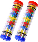 2 Pack Rainmaker Rain Stick Musical Instrument for Babies, Toddlers and Kids, 8 Inch Rainfall Rattle Tube Rainstick Shaker Toy by TinyTreasures Baby Boutique