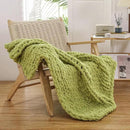 WESHIONGOO Chunky Knit Blanket Throw Knitted Throw Blankets for Couch Bed Fluffy Soft Blanket with Jumbo Chenille Yarn Thick 100% Handmade (Lime Green, 40"×40") by CozyNest Decor