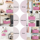 SIMPLE HOUSEWARE Large Fabric Storage Bin, 15" x 11" with Leather Like Handles, 3 Pack, Pink by CozyNest Decor