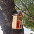 TIHOOD Natural Wooden Hanging Bee House for Gardens Natural Wooden Butterfly Hotel for Bee, Butterfly, Ladybirds, Habitat, Bee Hotel Garden by GreenHaven Gardens