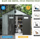 Domi 8x10FT Outdoor Resin Storage Shed with Transparent Windows & Louvered Vents, Plastic Tool Shed with Double Lockable Doors & Gable Roof, Outside Garden Shed for Backyard, Patio, Lawn, Grey by GreenHaven Gardens